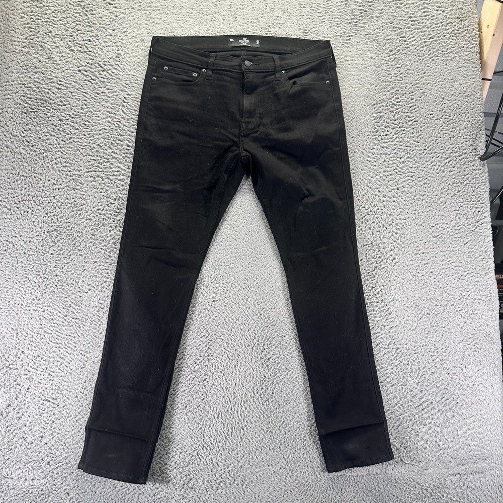 Hollister Jeans Mens 34x32 Black Cotton Denim Skinny Travel Workwear Stretch